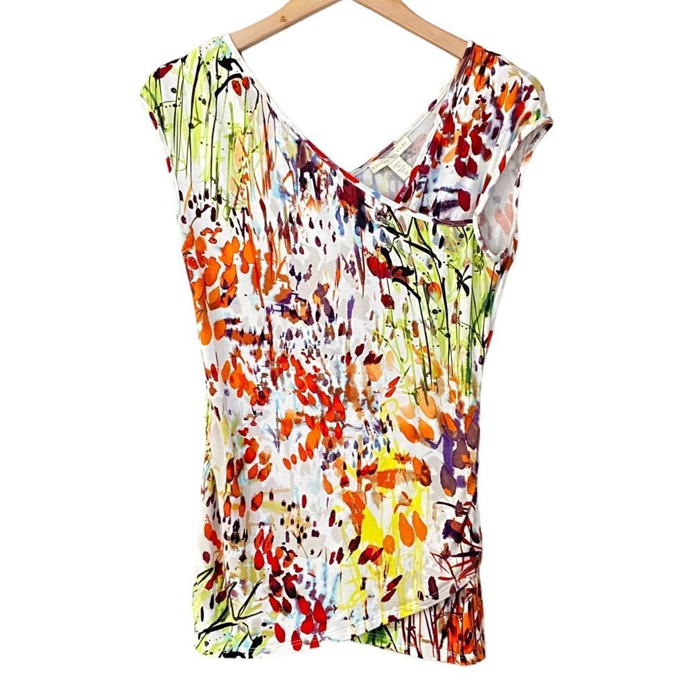 Anthropologie Floral Sleeveless Wrap Shirt, Sz M